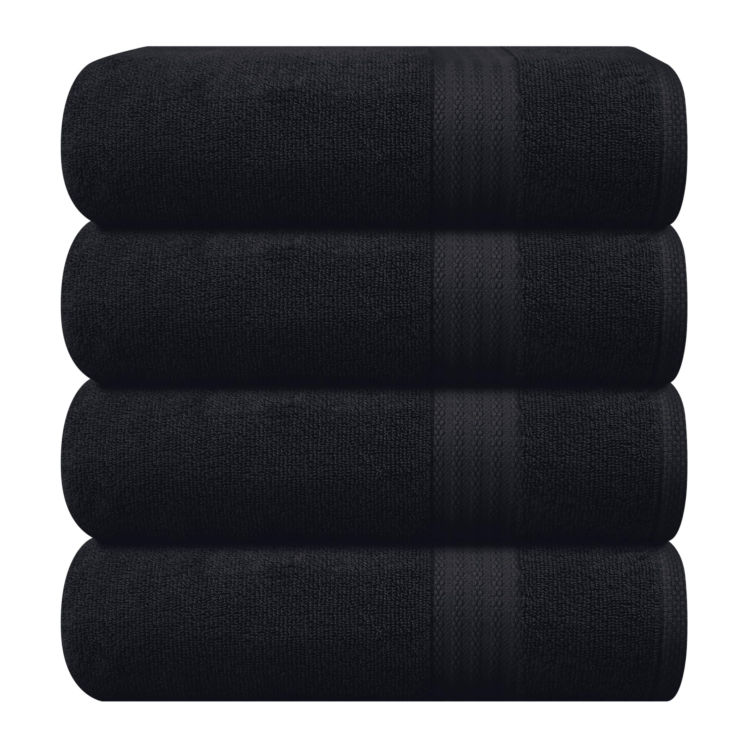 Black Cotton Ultra Soft Bath Towel Set, 27x54, 4-Pack