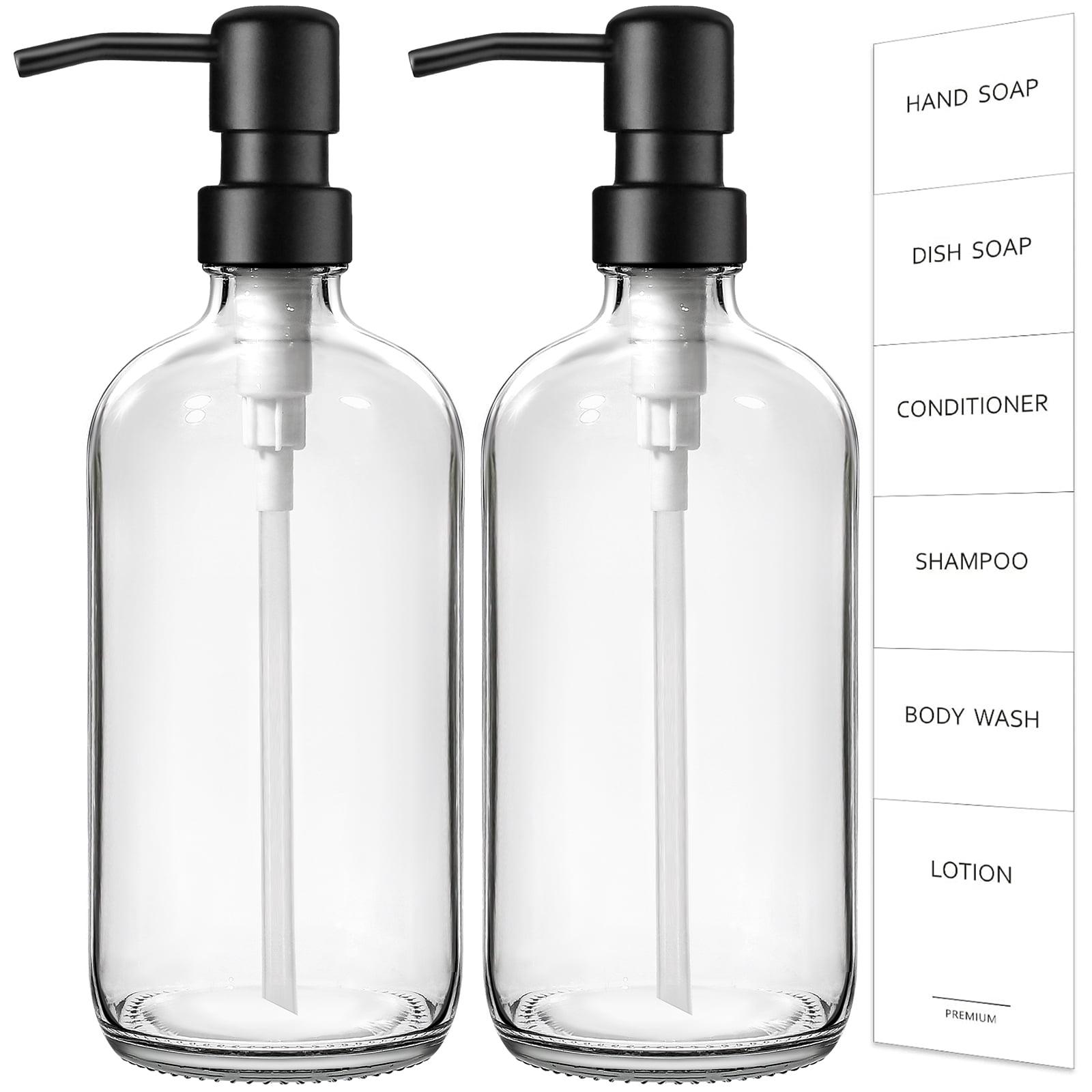 Clear Glass Soap Dispenser Set with Matte Black Pump, 16 oz