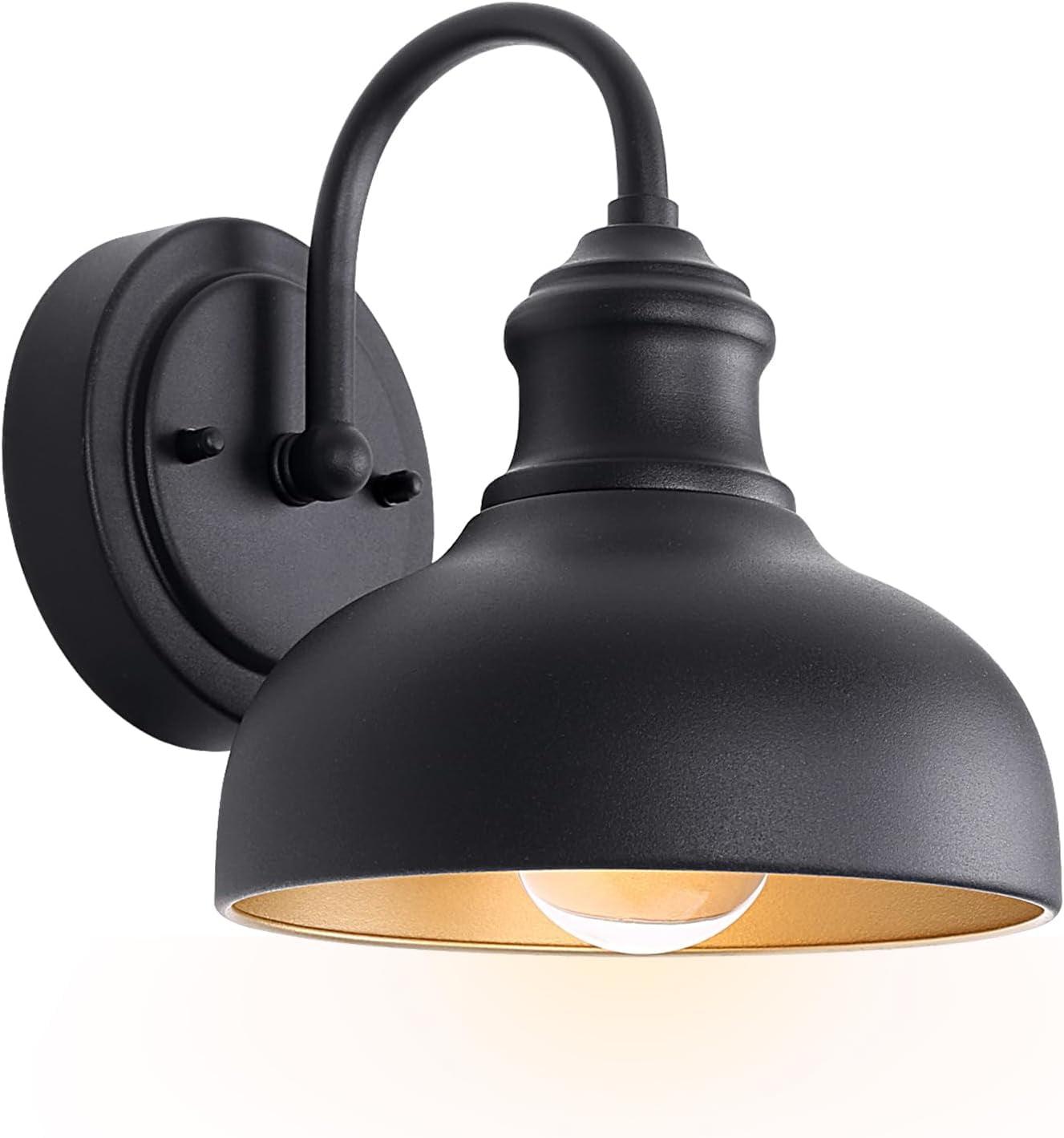 GOALPLUS Black Outdoor Gooseneck Light for Barn, Small Farmhouse Exterior Light Fixtures
