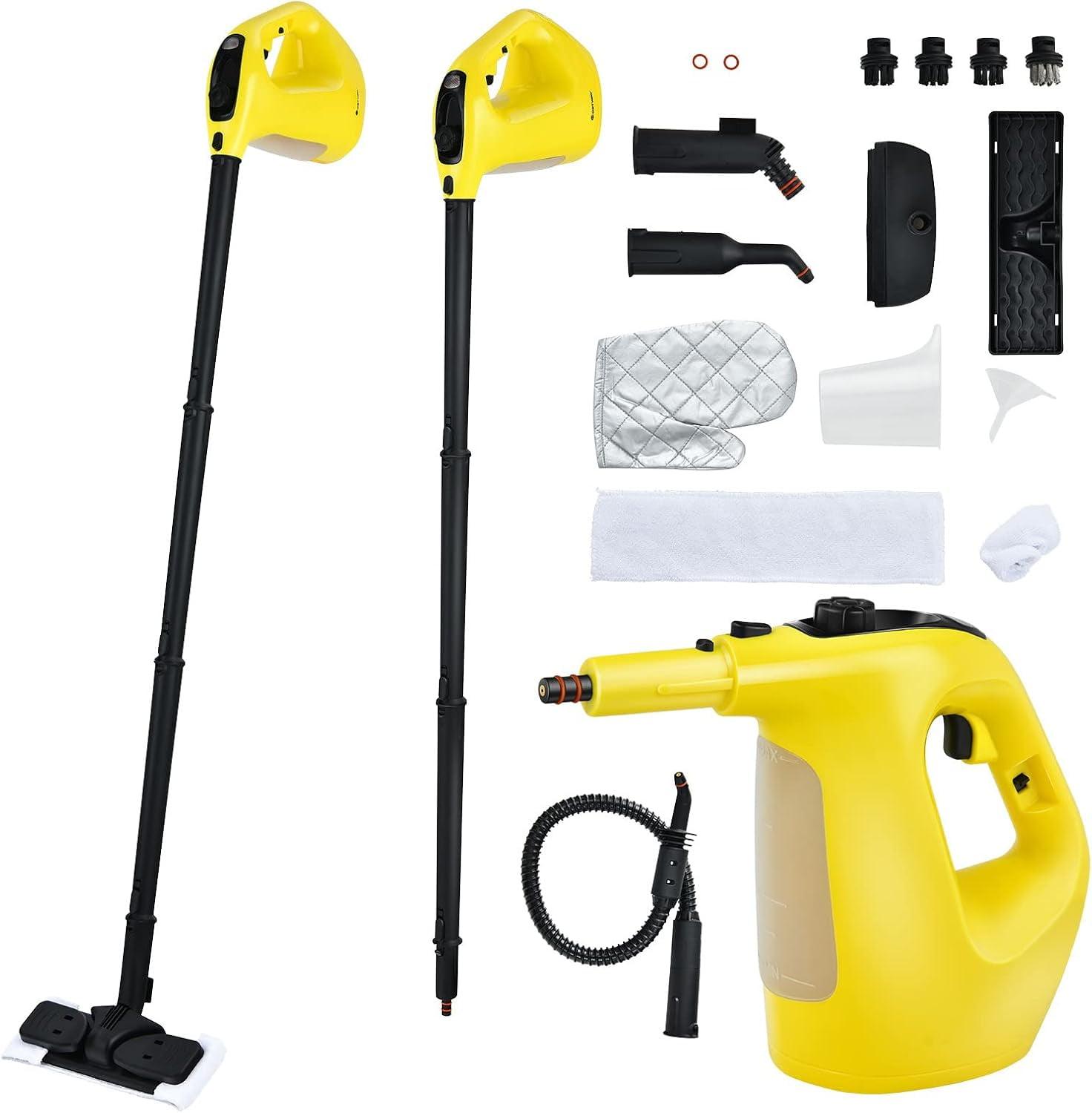 1400W Multipurpose Pressurized Steam Cleaner Mop W/ 17 Pieces Accessories Yellow