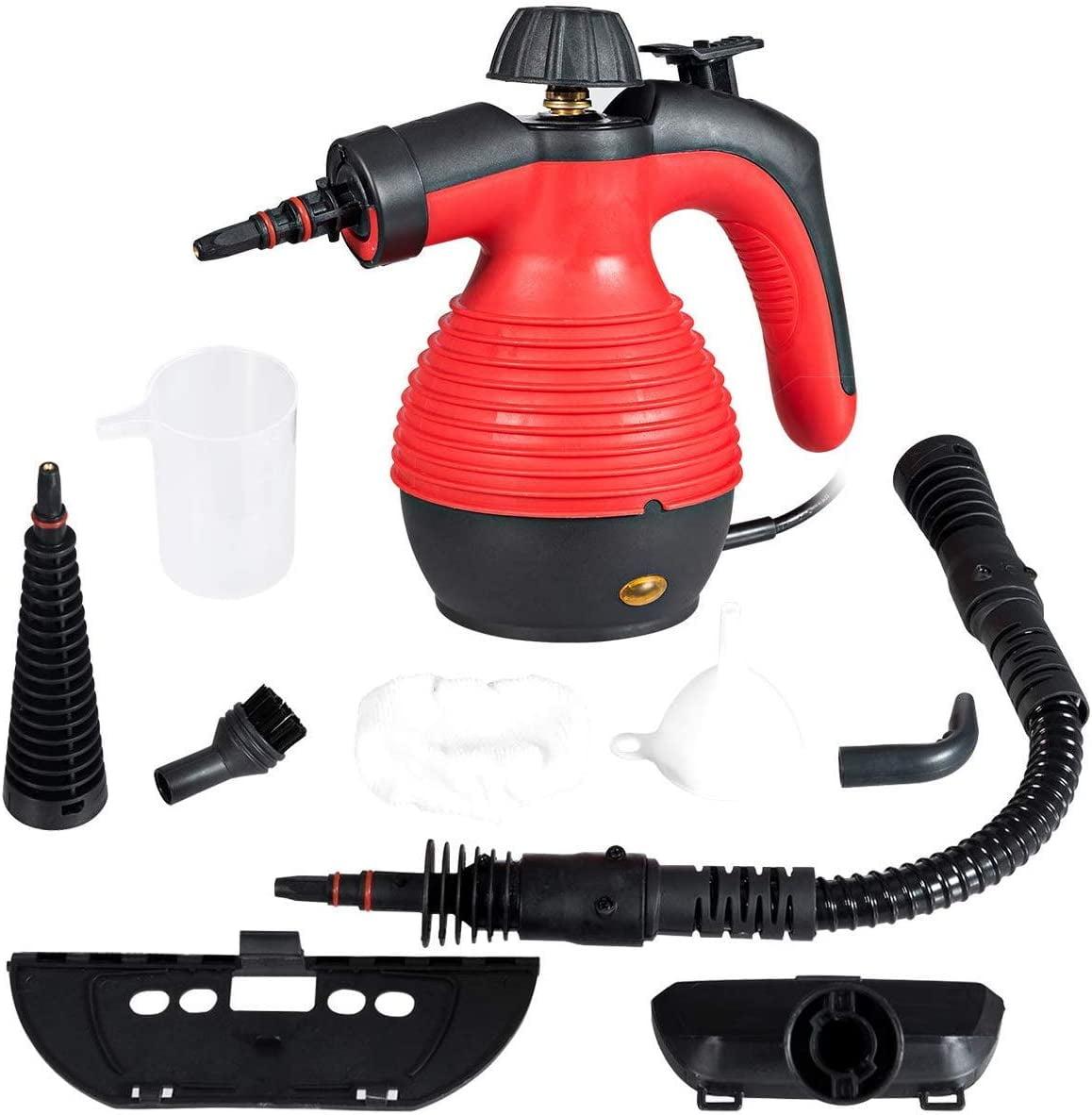 Costway Multifunction Portable Steamer Household Steam Cleaner 1050W with Attachments Red