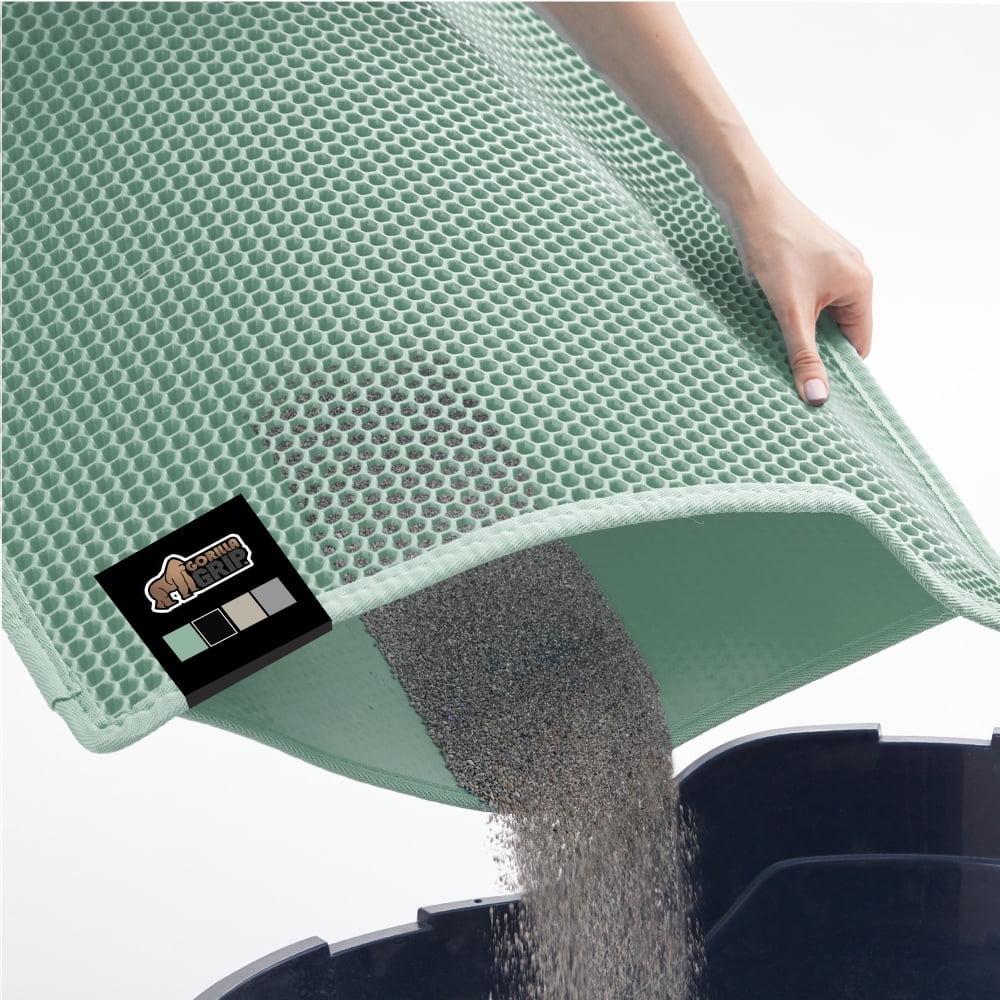 GORILLA GRIP Waterproof Cat Litter Mat, Easy to Clean Honeycomb Waste Trapping Mats, 24x15 Sage
