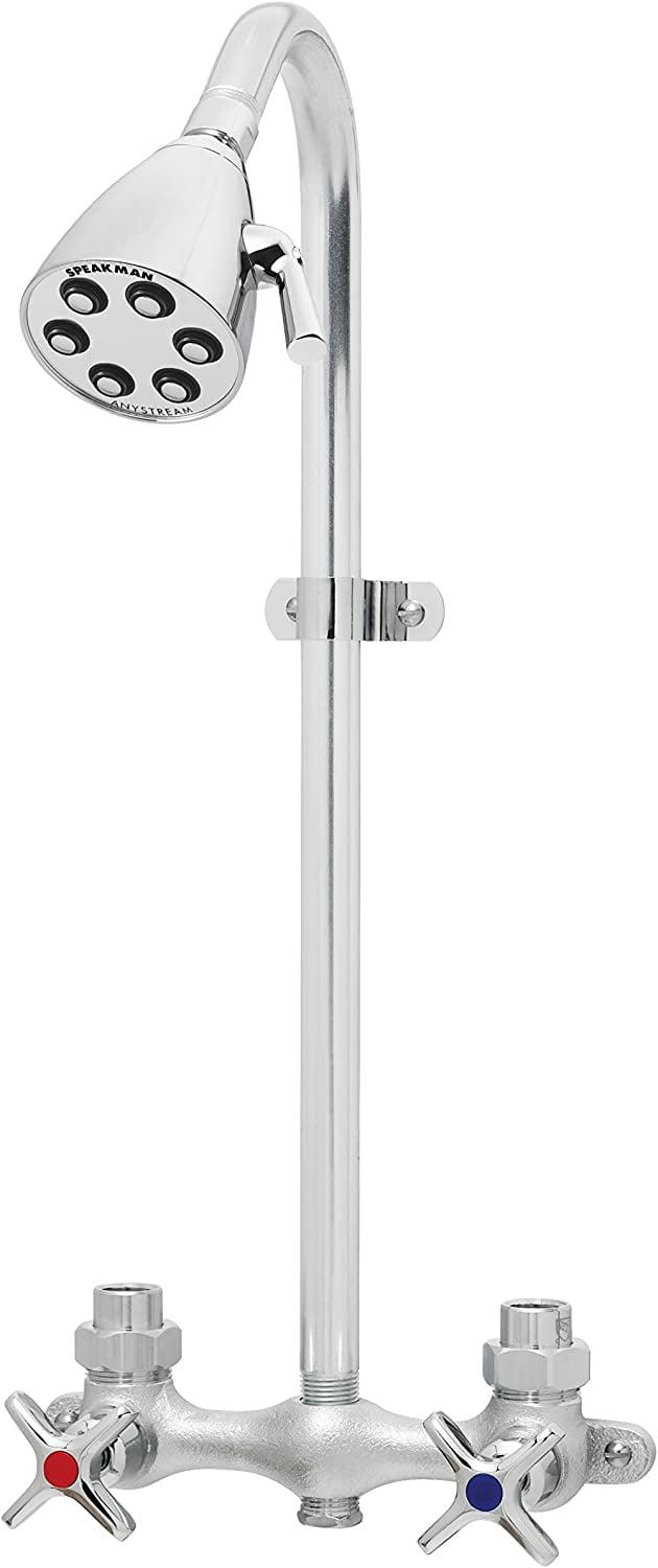 Polished Chrome Wall Mounted Industrial Shower System