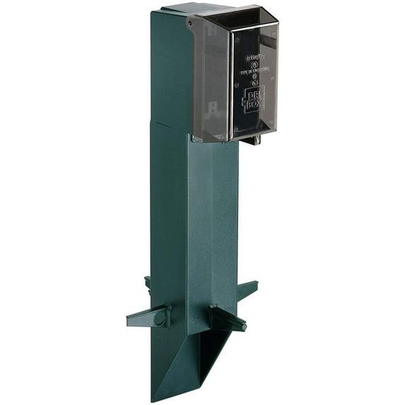 Green Heavy-Duty Outdoor Landscape Lighting Post with Outlet Cover
