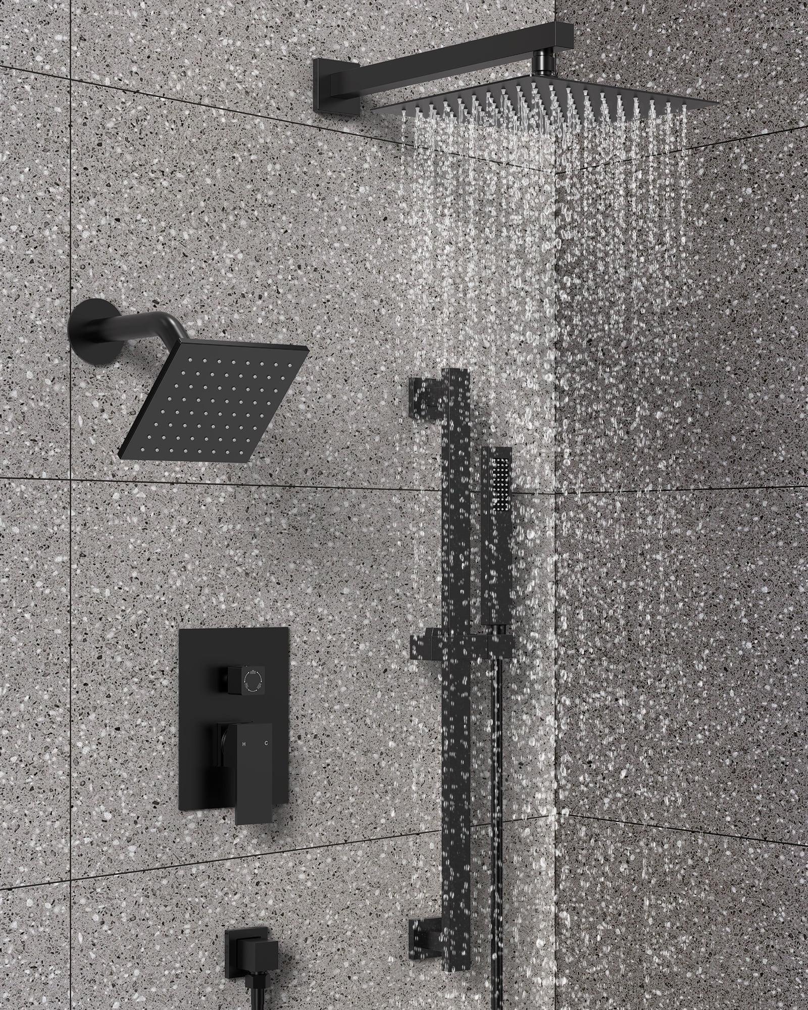 Matte Black Dual Rainfall Shower System with Handheld Spray