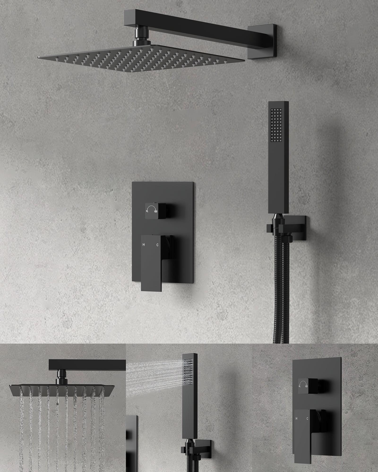 Matte Black Adjustable Rain Shower Head System with Handheld