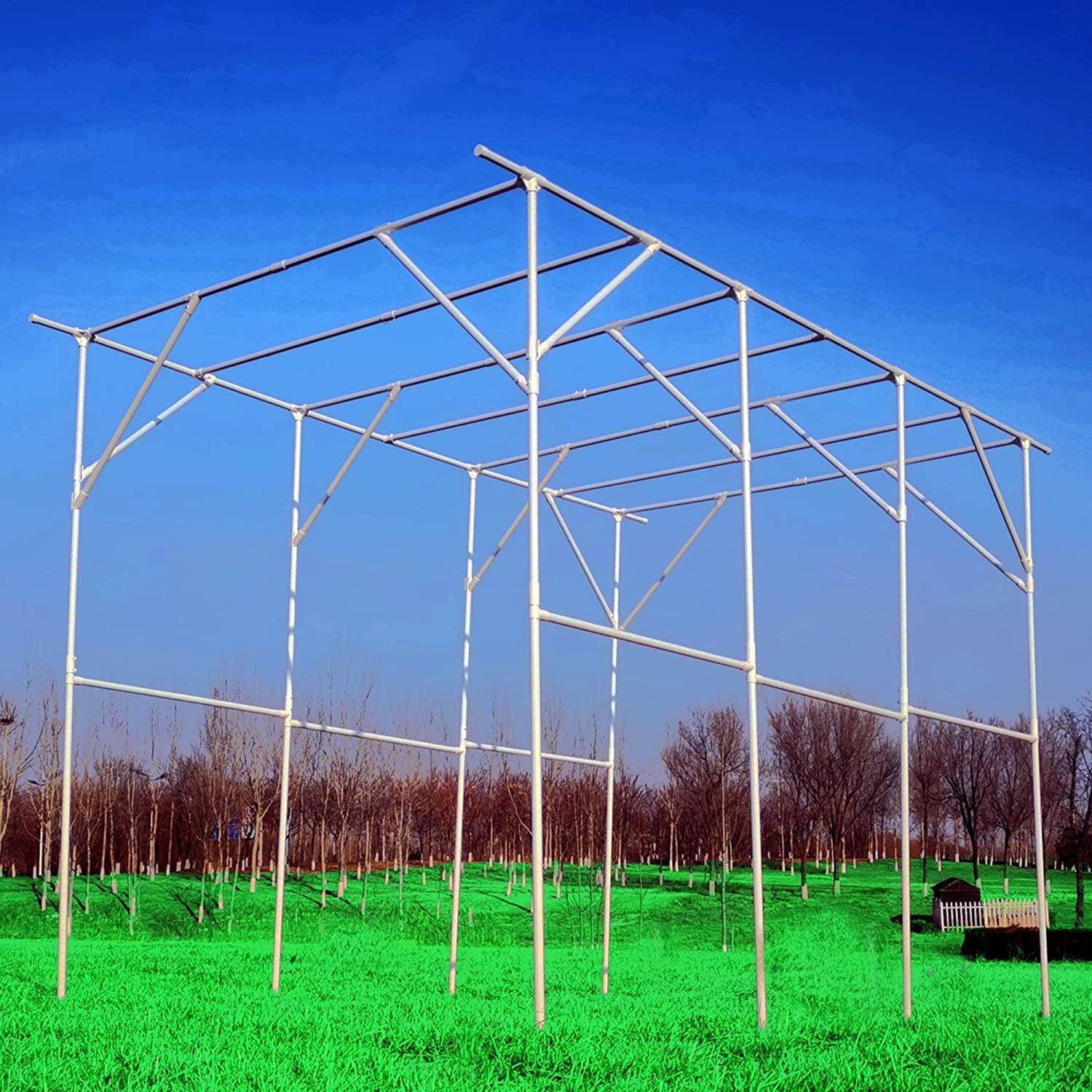 OUTOUR Large Grape Vine Support Arch Arbor Gazebo Trellis Rack Pergola 118'' L x 79'' W x 90.5'' H Plastic-Coated Metal Large Cane Frame for Vineyard Outdoor Patio Lawn Yard Garden Decoration White