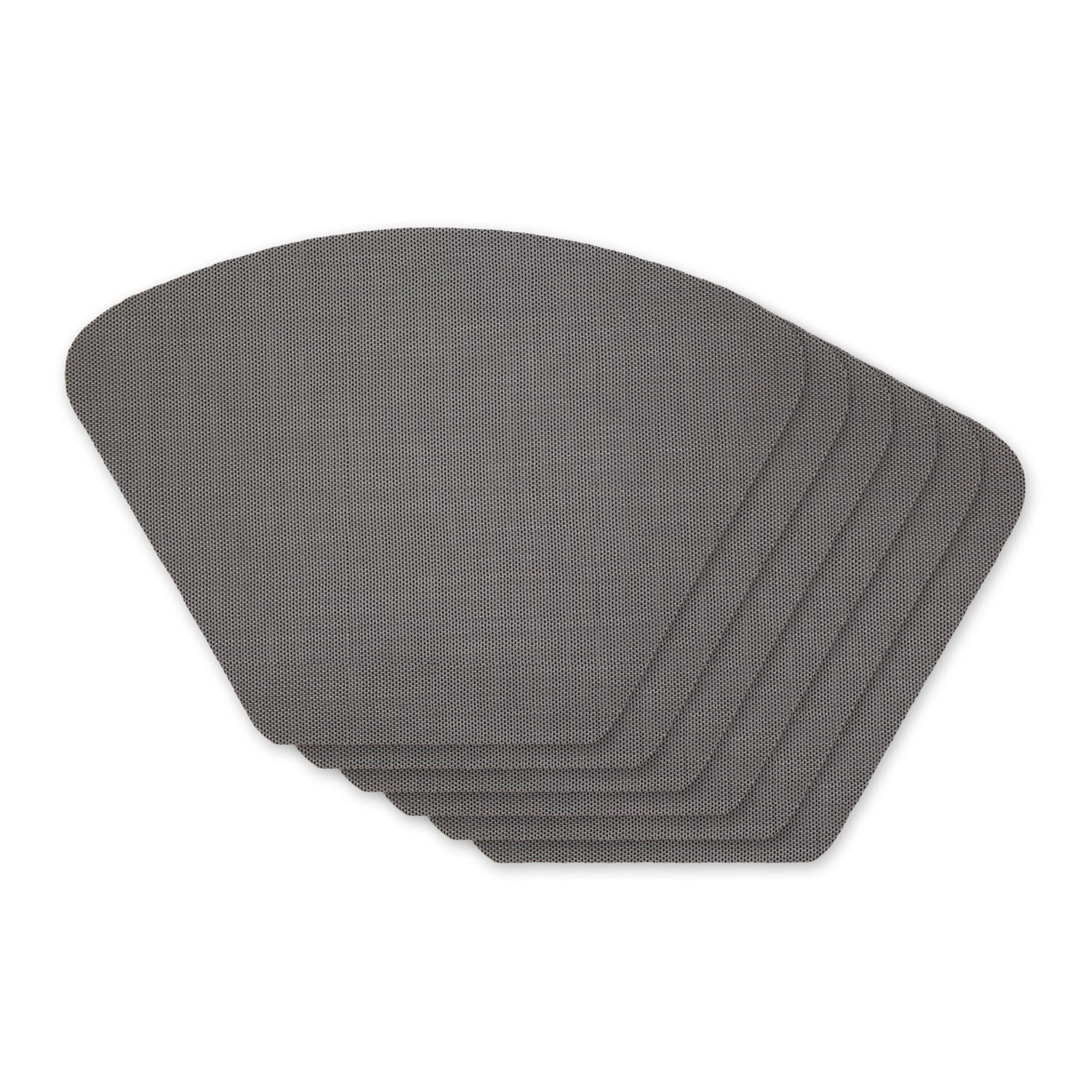 DII PVC Tabletop Collection Woven Indoor/Outdoor, Wedge Placemat Set, Gray, 6 Piece
