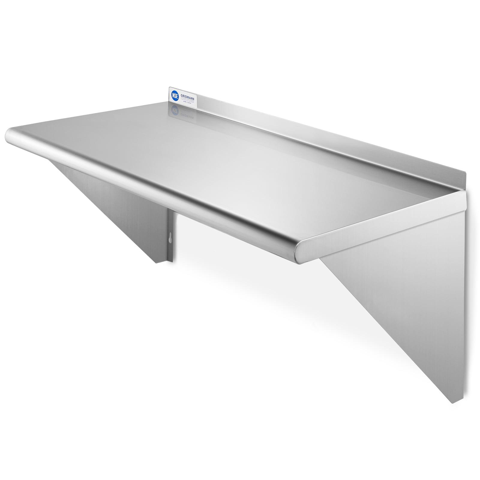 Space-Saving 24" Stainless Steel Wall Mount Shelf with Backsplash