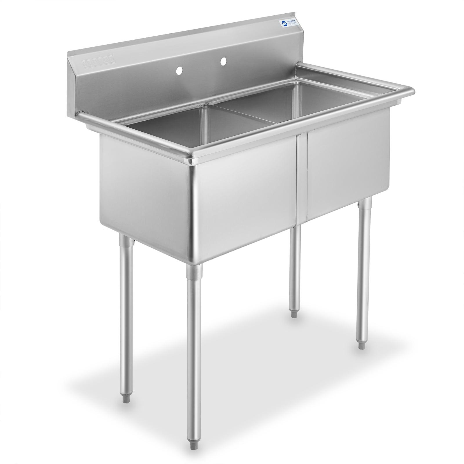 NSF Stainless Steel 2 Compartment Prep Sink By GRIDMANN