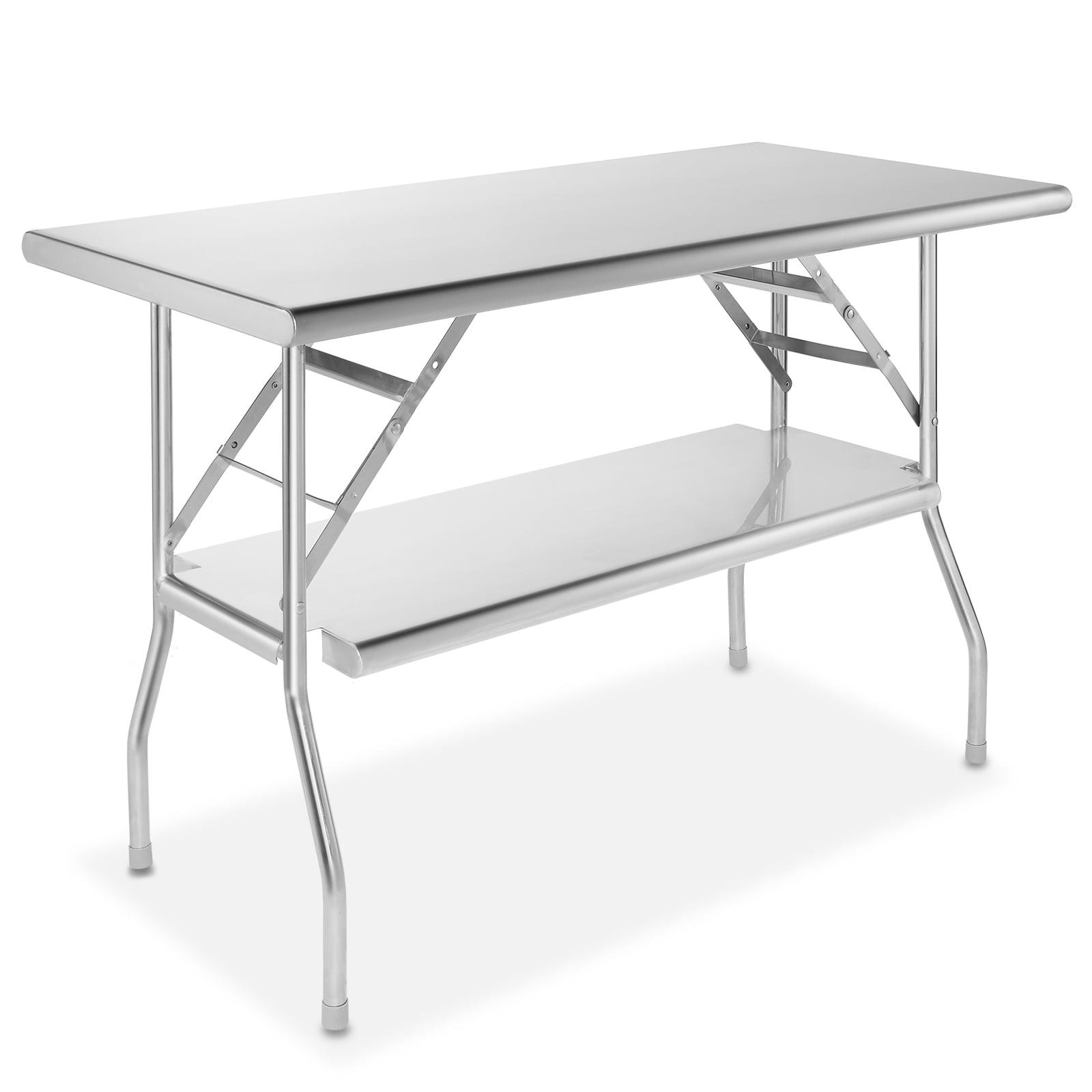 Heavy-Duty 48" x 24" Stainless Steel Folding Work Table with Undershelf