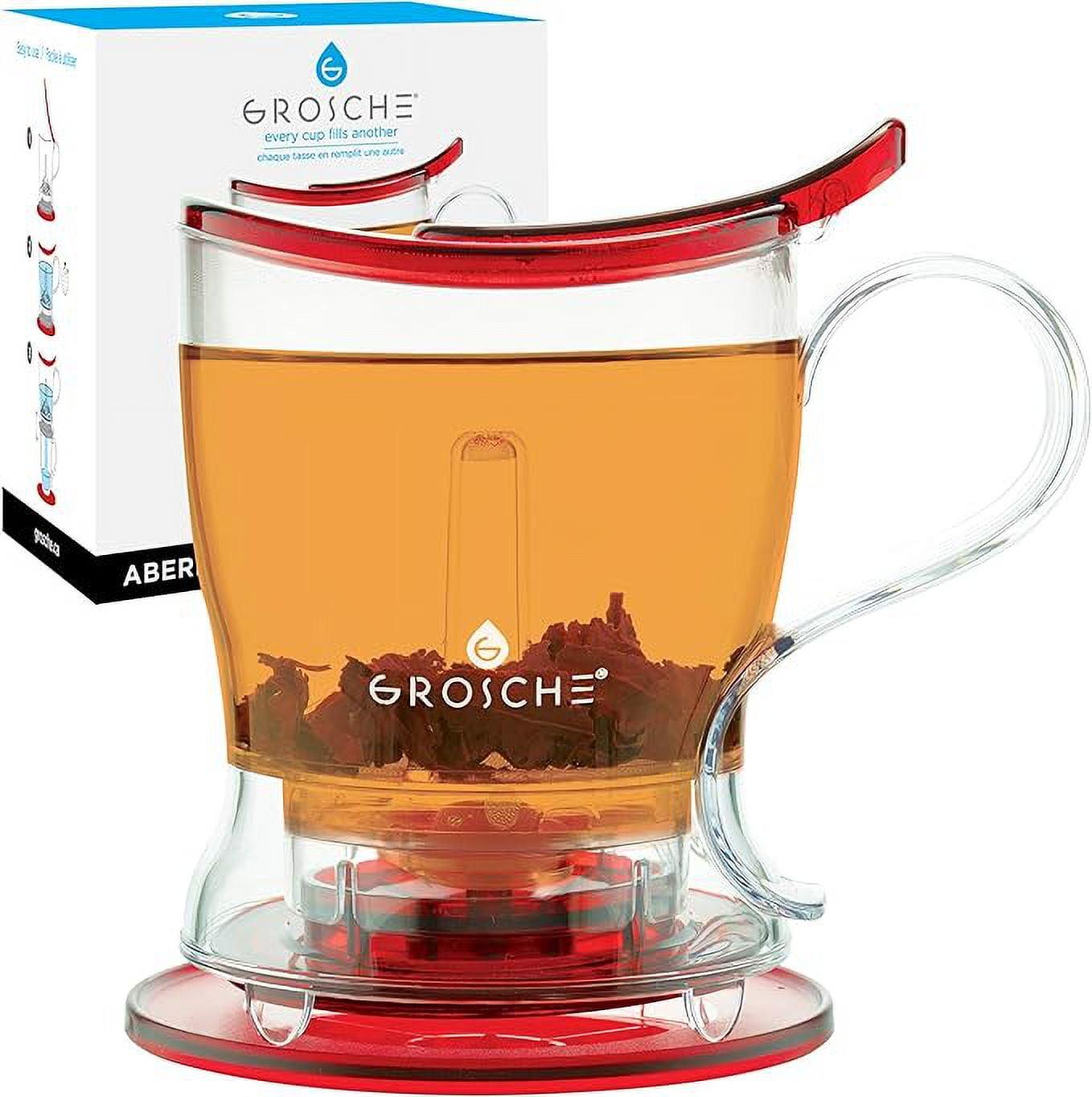 GROSCHE ABERDEEN Smart Tea Maker and Tea Steeper, Red, 17.7 fl oz. Bottom Dispensing Tea Pot
