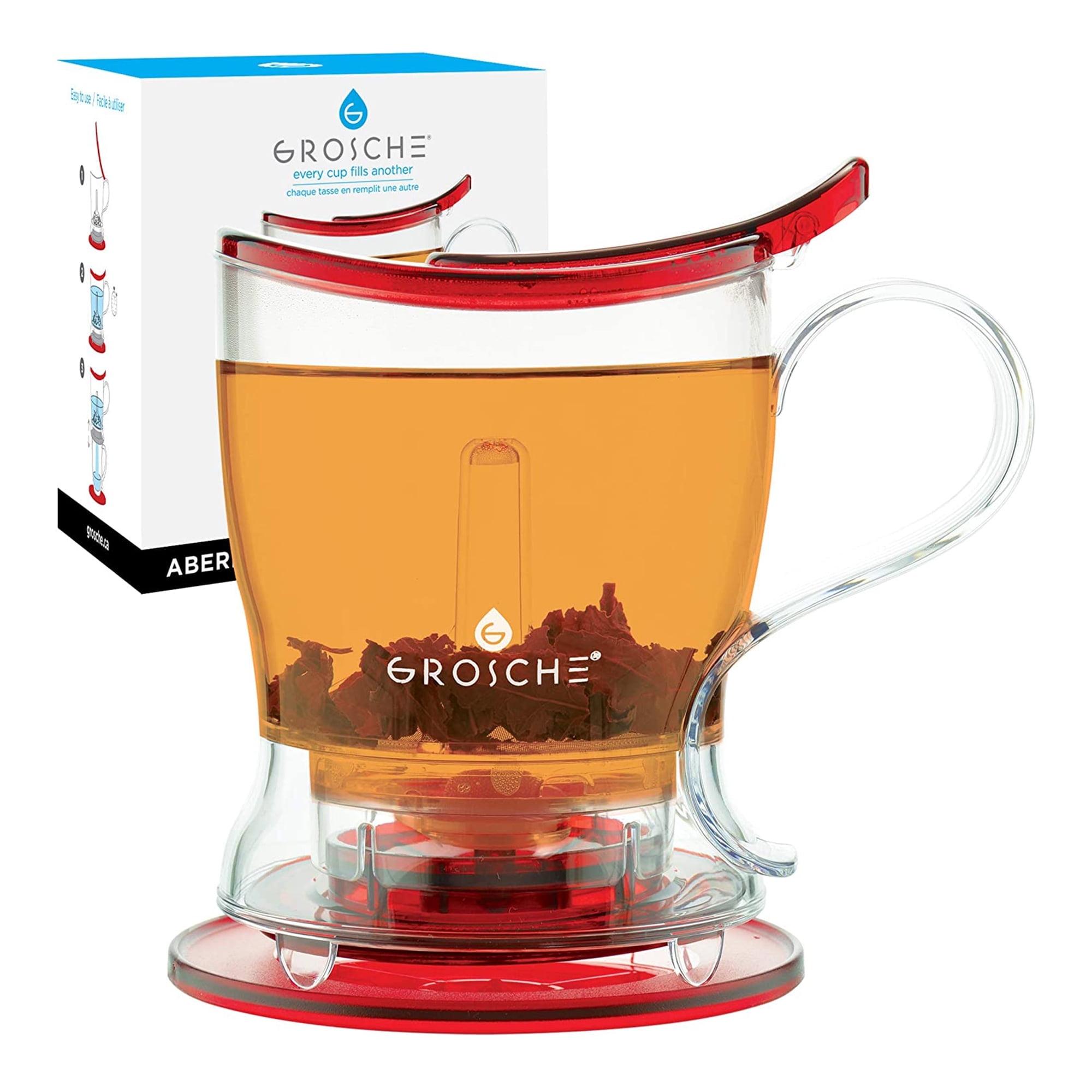 GROSCHE ABERDEEN Smart Tea Maker and Tea Steeper, Red, 17.7 fl oz. Bottom Dispensing Tea Pot