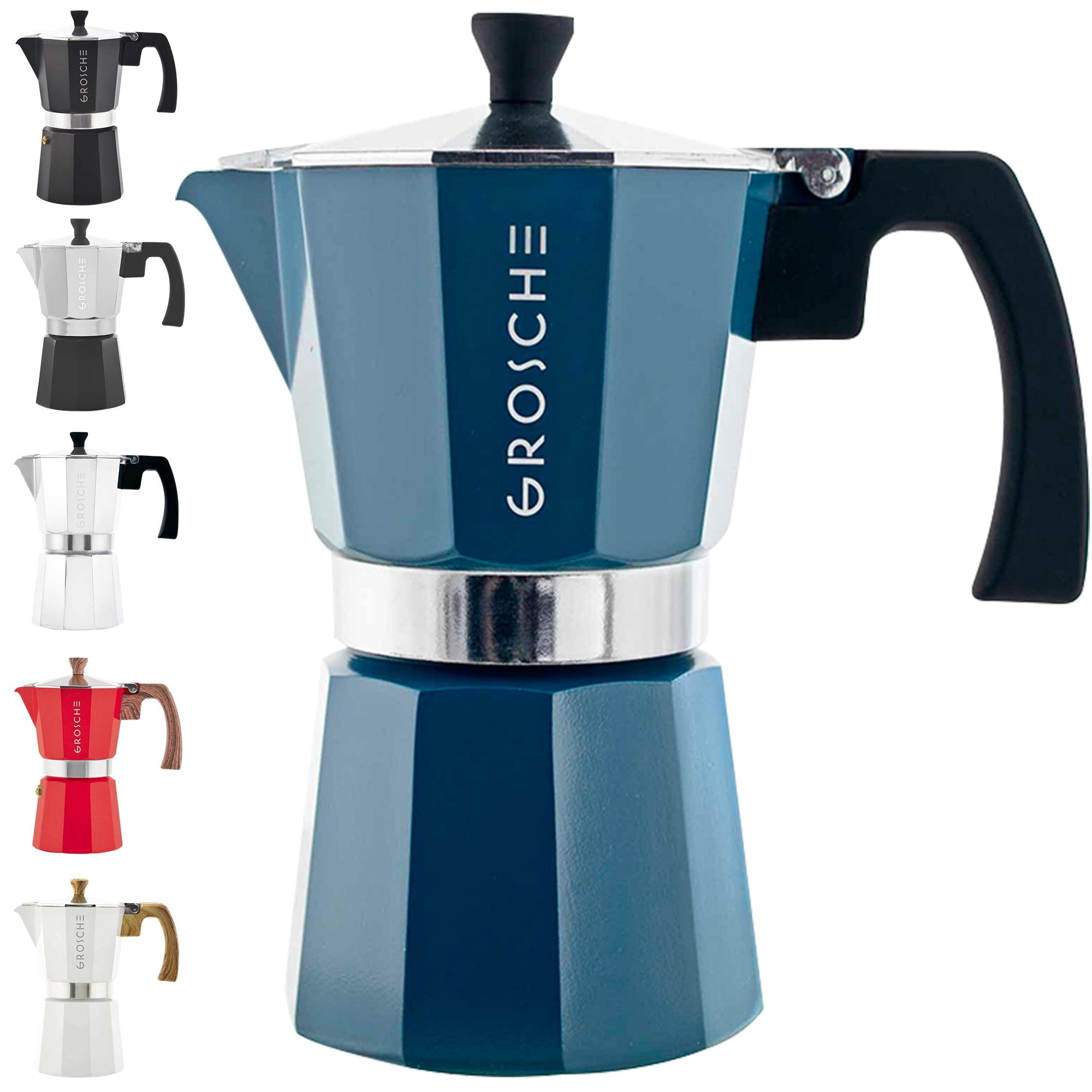 GROSCHE Milano Stovetop Espresso Maker Moka Pot 6 Espresso Cup size 9.3oz, Blue