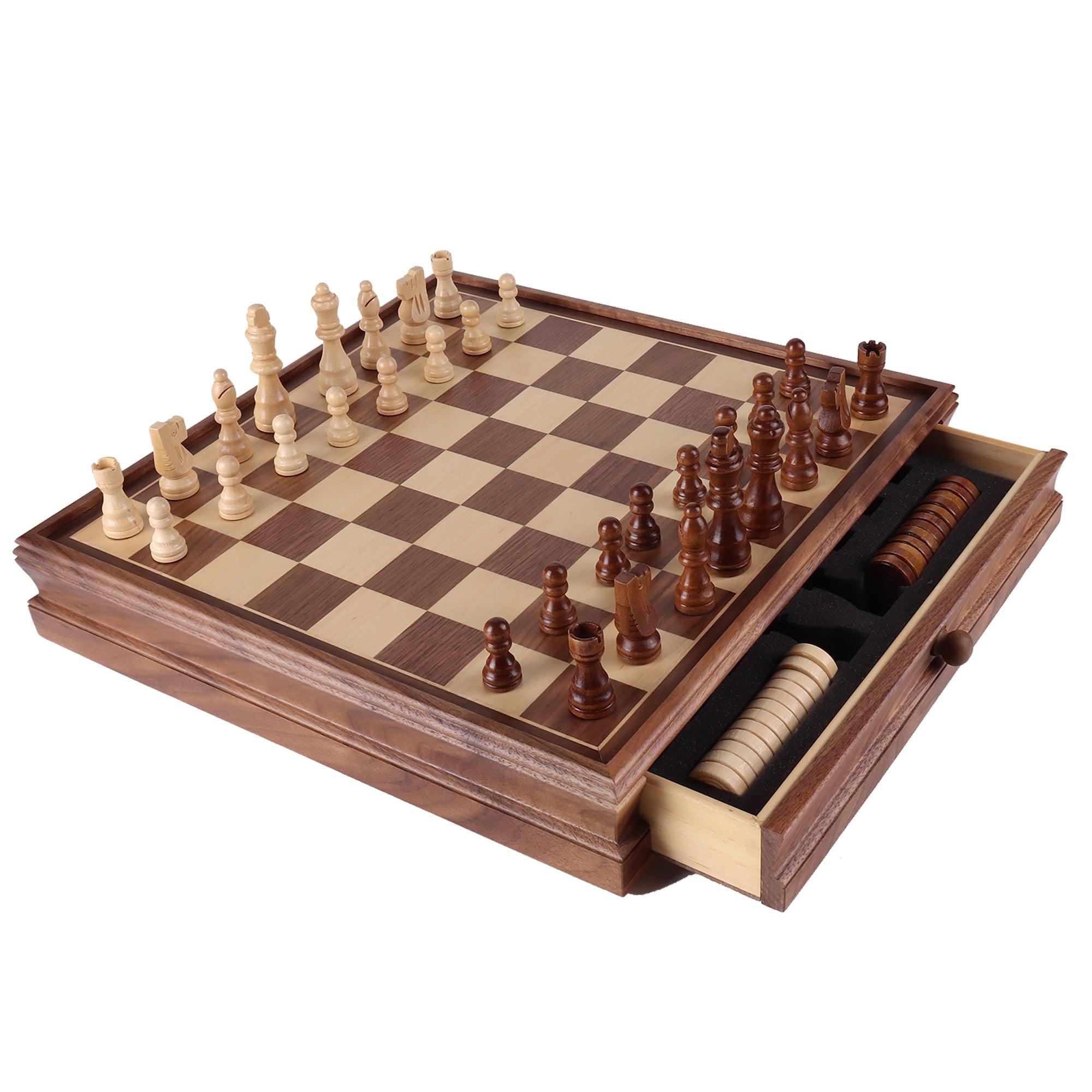 15" Large 2-in-1 Chess and Checkers Board Game Combo Set