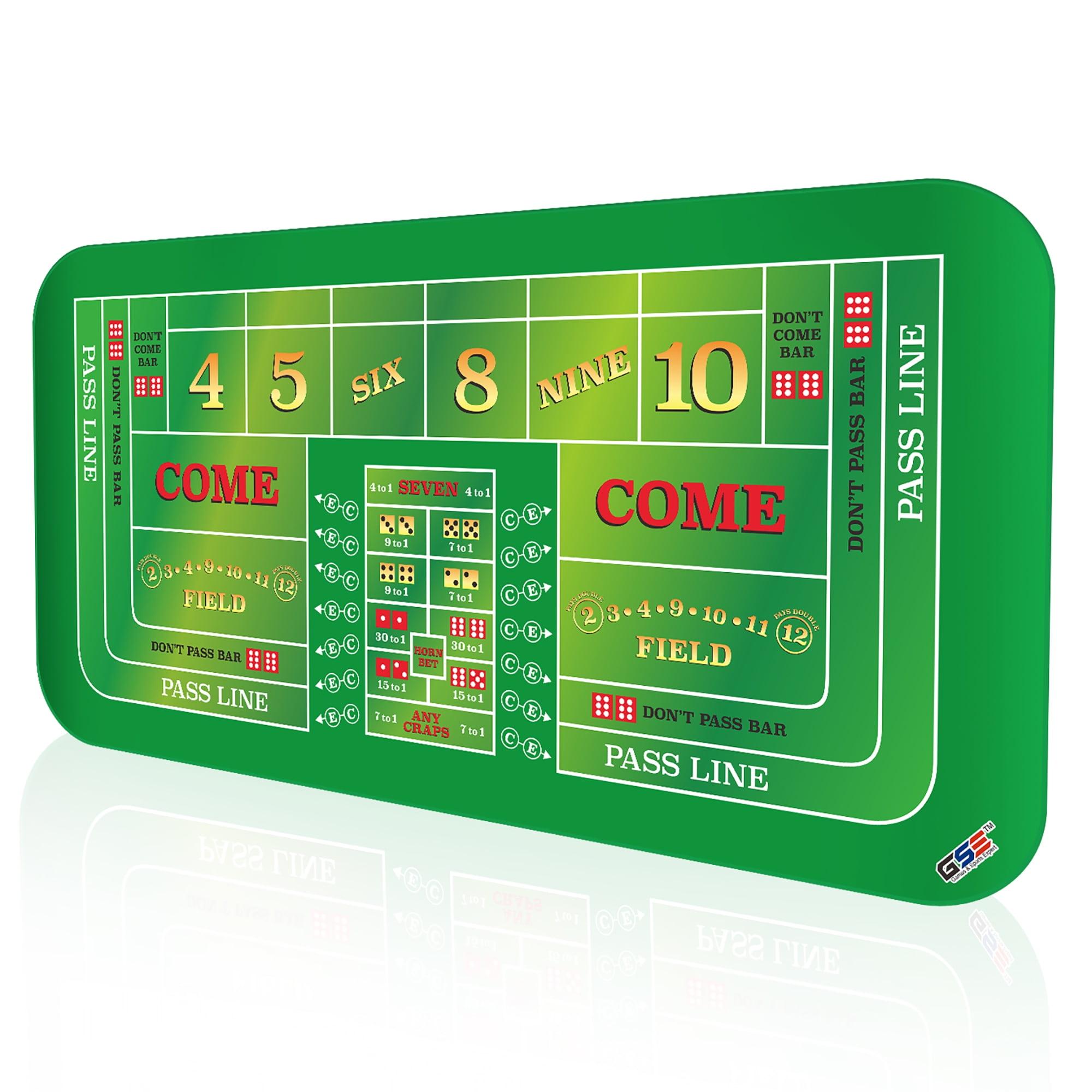 GSE 70" x 35" Casino Craps Tabletop Layout Mat with Carrying Bag, Non-Slip Rubber Layout Mat
