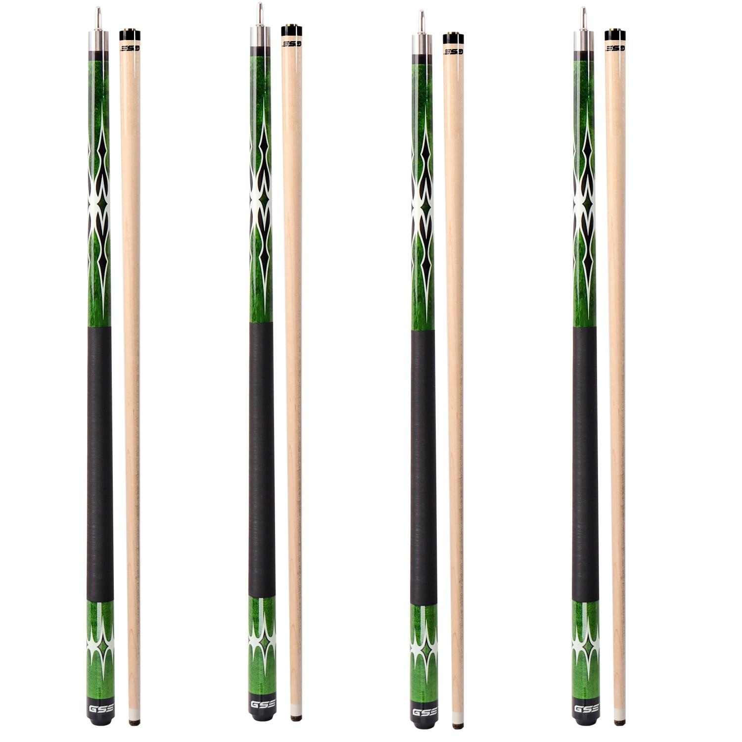 GSE Set of 4 Canadian Maple Hardwood Billiard Pool Cue Sticks, 58" 2-Piece Pool Cues for Commercial/Bar & House (18/19/20/21Ounce)