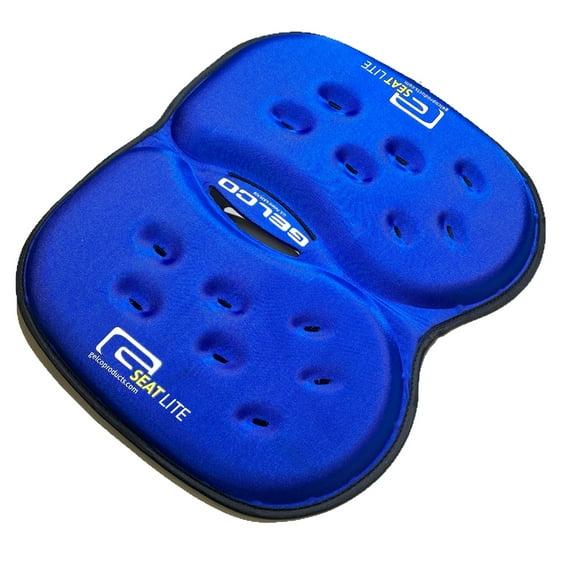 GSeat LITE - Travel Gel Foam Cushion, Relieves Tailbone Discomfort and Promotes Healthy Posture for Car, Commute, Airplane and Travel Comfort - Blue