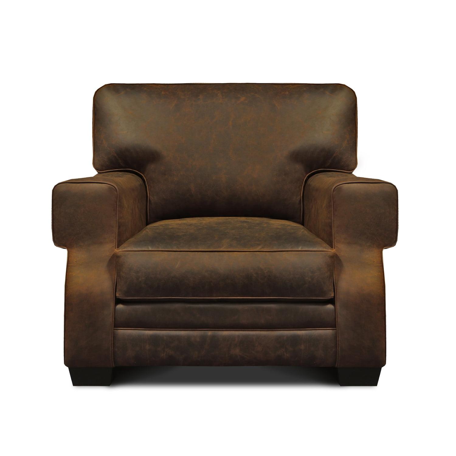 Cordova Traditional Brown Leather Recliner with Manufactured Wood Frame