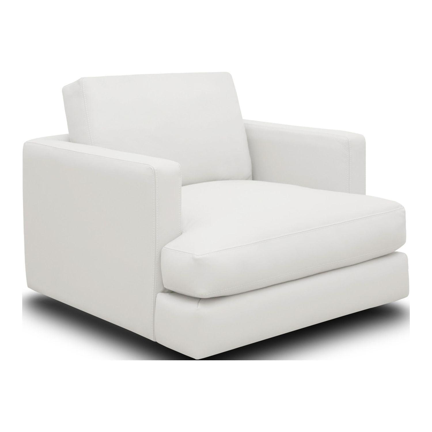 Elysian White Top Grain Leather Swivel Accent Chair