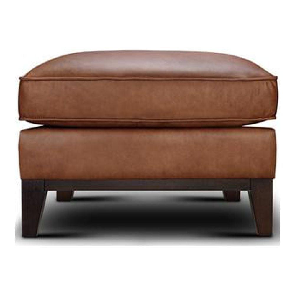 Luxurious 30'' Brown Top Grain Leather Modern Ottoman