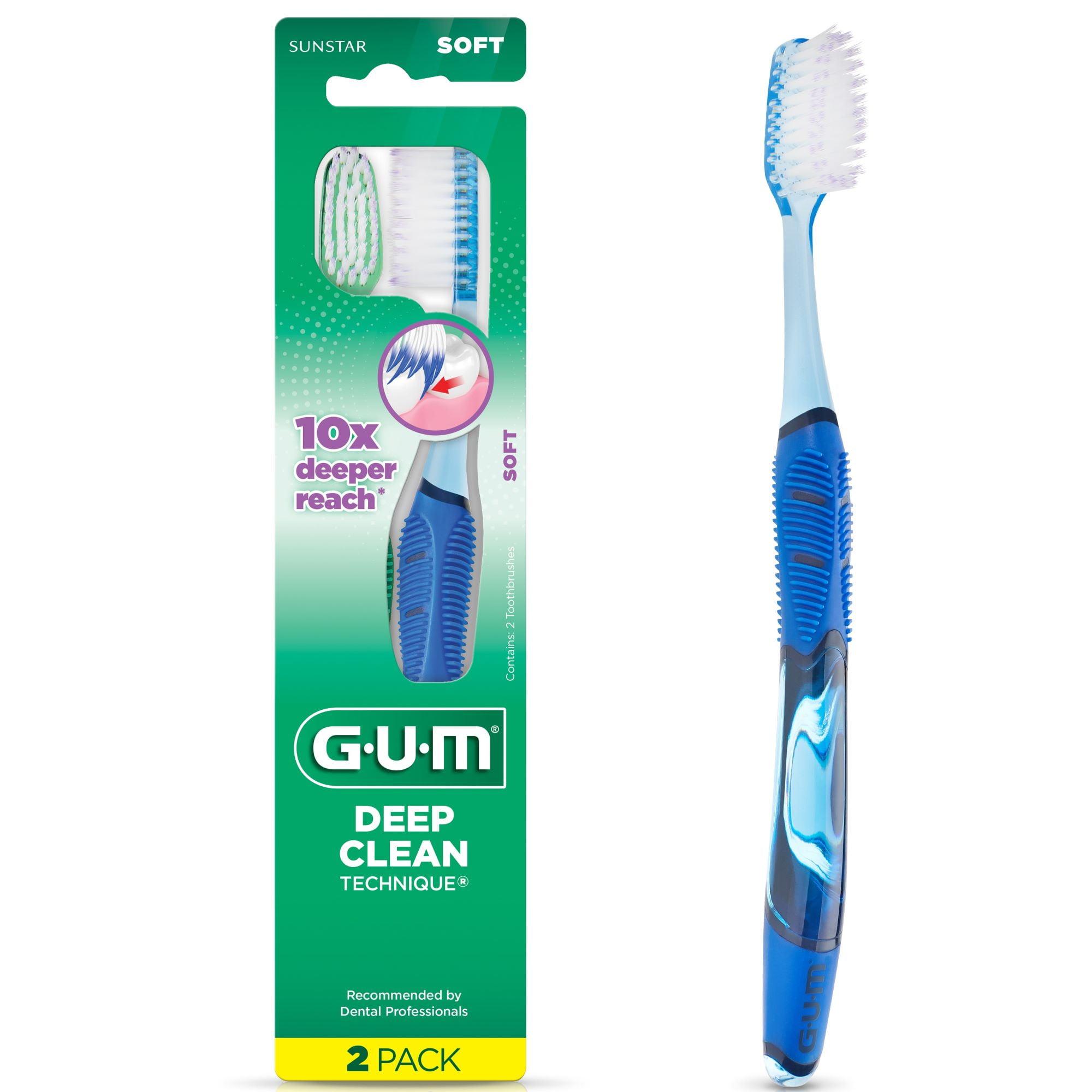 GUM Technique Deep Clean Toothbrush - Full Head - Soft Toothbrushes for Adults -Soft, Ultra Fine Tapered Bristles, Recommended by Dental Professionals, 2 Count