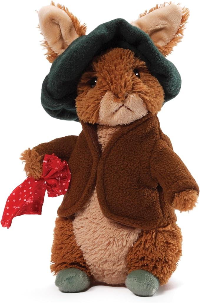 Benjamin Bunny Plush Toy with Green Hat and Brown Coat, 6.5”