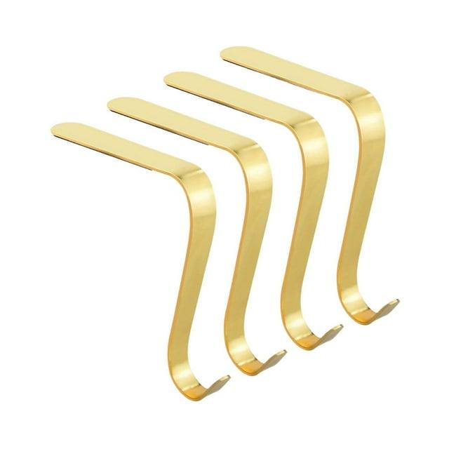 GUOOL 4 Pieces Stocking Holders Christmas Ornament Hooks Desktop Decor Xmas Hooks Metal Hanging Hooks for Christmas Tree Decoration Gold