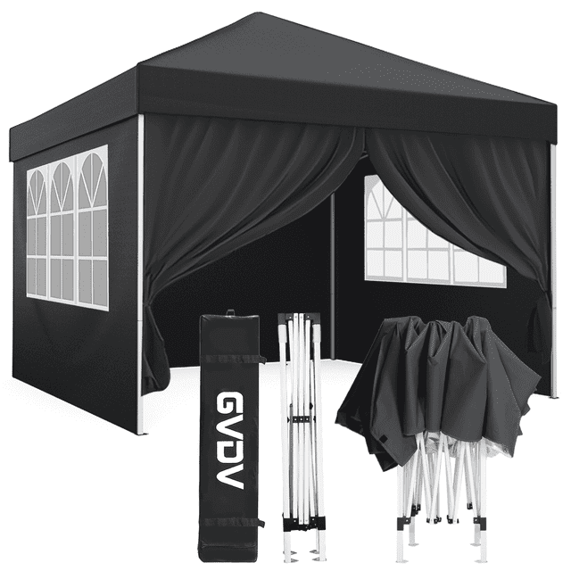 COBIZI 10X10 Ez Pop Up Canopy Tent Outdoor Event Shelter Party Tent One Person Quick Setup Portable Folding Waterproof Canopy Pop Up Tent for Party Camping Patio Beach,Black