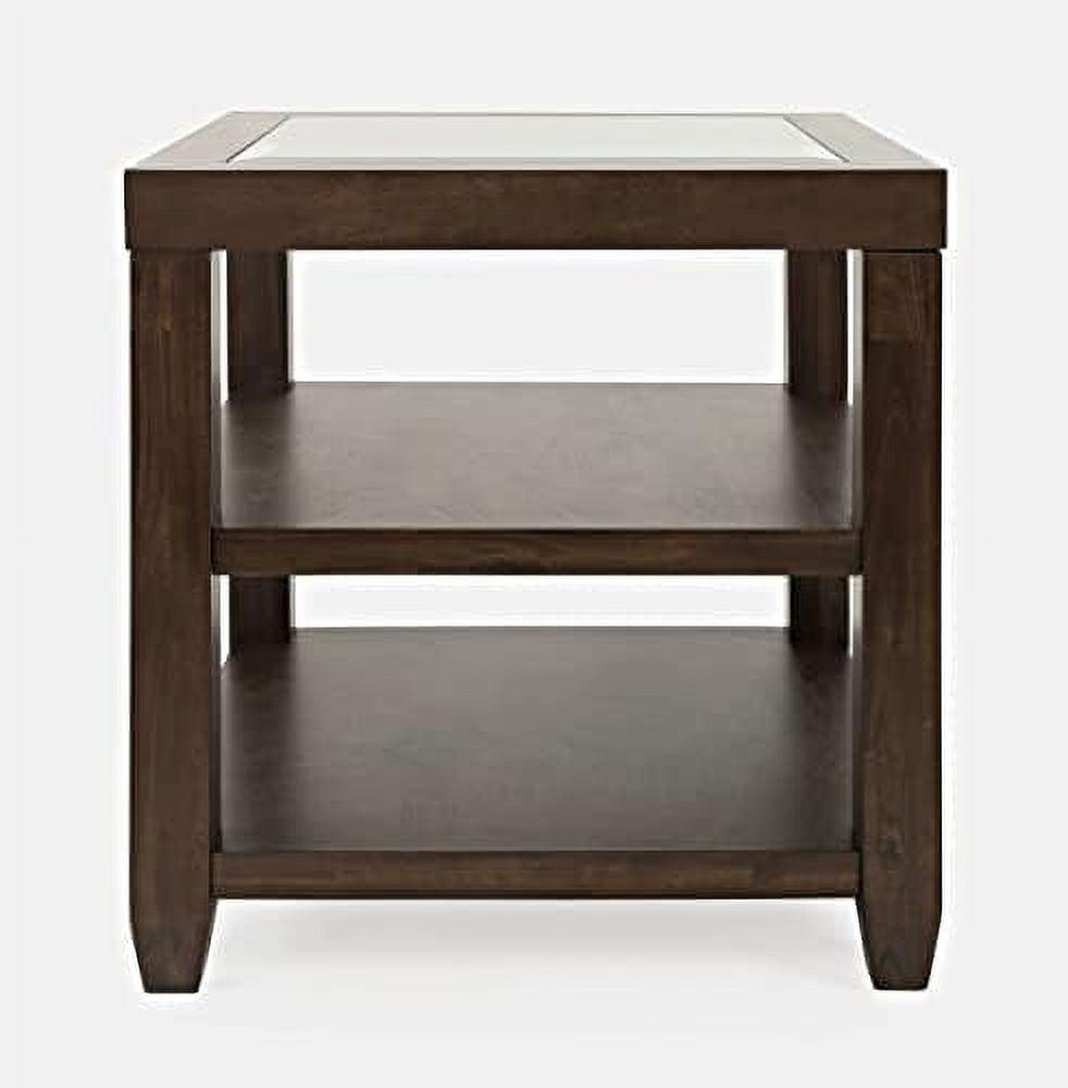 Merlot Brown Glass Inlay Square End Table