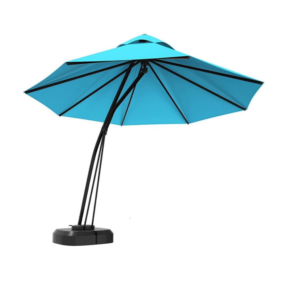 GVN 11 Feet Outdoor Cantilever Hanging Umbrella with Base and Wheels-Turquoise, Patio Offset Umbrella with Easy Tilt Adjustment, Cantilever Patio Umbrellas