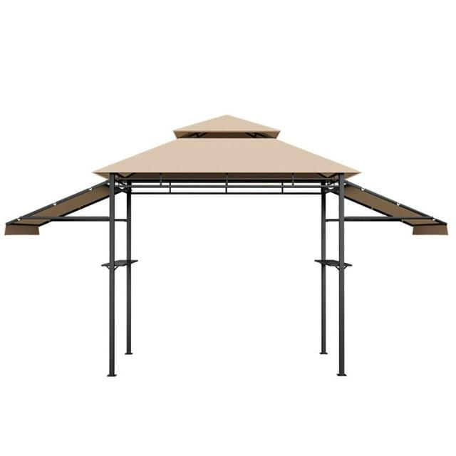 Canddidliike 13.5 x 4 Feet Patio BBQ Grill Gazebo Canopy with Dual Side Awnings-Beige, Outdoor Party Event Tents for Outside Party Waterproof Tent BBQ Shelter