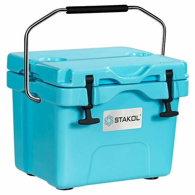 Costway 16 Quart Cooler Portable Ice Chest Leak-proof 24 Cans Ice Boxfor Camping