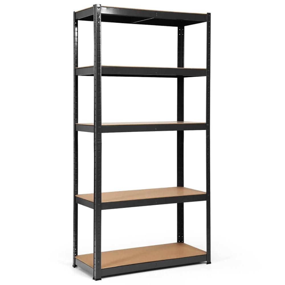 72-Inch Black Steel and Wood 5-Tier Garage Shelving Unit