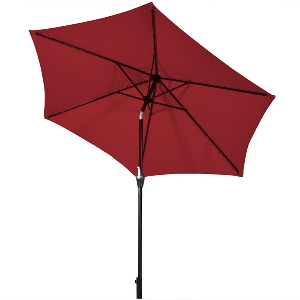 Burgundy 9 ft Outdoor Market Patio Umbrella with Iron Pole