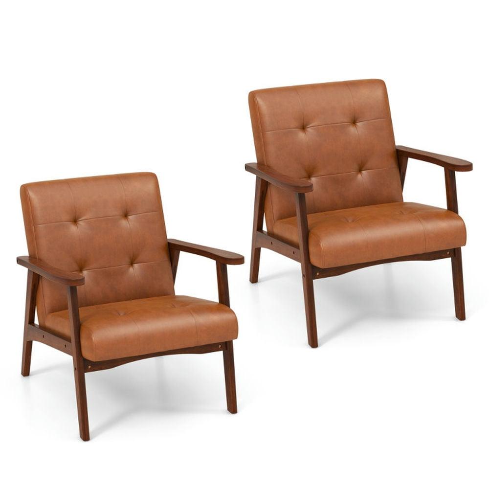 LuxenHome Accent Chair Living Room Upholstered Brown Armchair