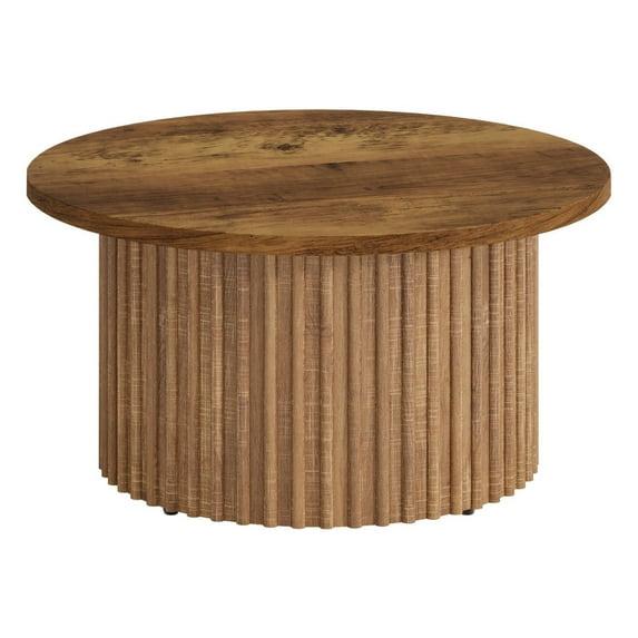 Resenkos Center Coffee Table, Living Room Table,31.5" Coffee Table, Farmhouse Circle Center Table Sofa Side Table Brown