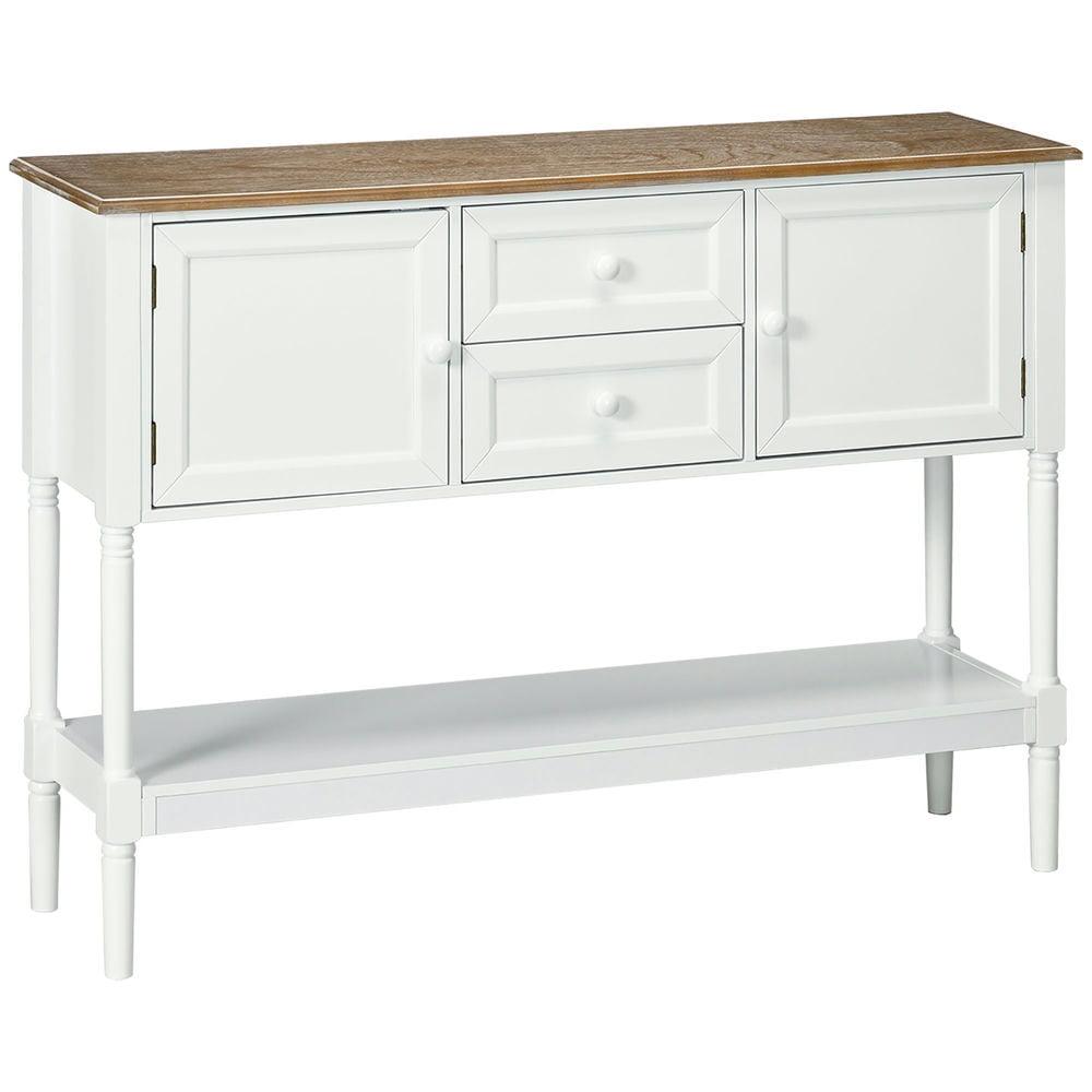 GVN Console Table,Console Table with Drawers, Vintage Entryway Table with 2 Drawers, Retro Sofa Table, White