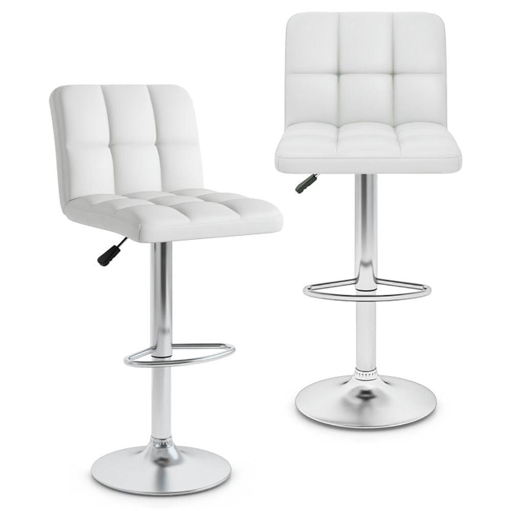 Bar Stools 1 Set Of 2, Counter Height Bar Stools, Square Cushion Bar Stools With Back, Footstool, Cafe, 2 Pieces