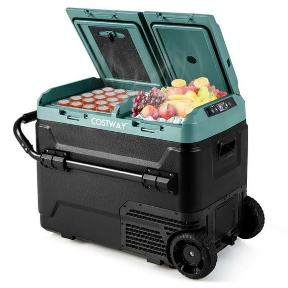 Spaco Dual Zone 12V 42QT Car Refrigerator for Vehicles Camping Travel Truck RV Boat Outdoor and Home Use, Outdoor Fridge Freezer for Camping Travel-Green