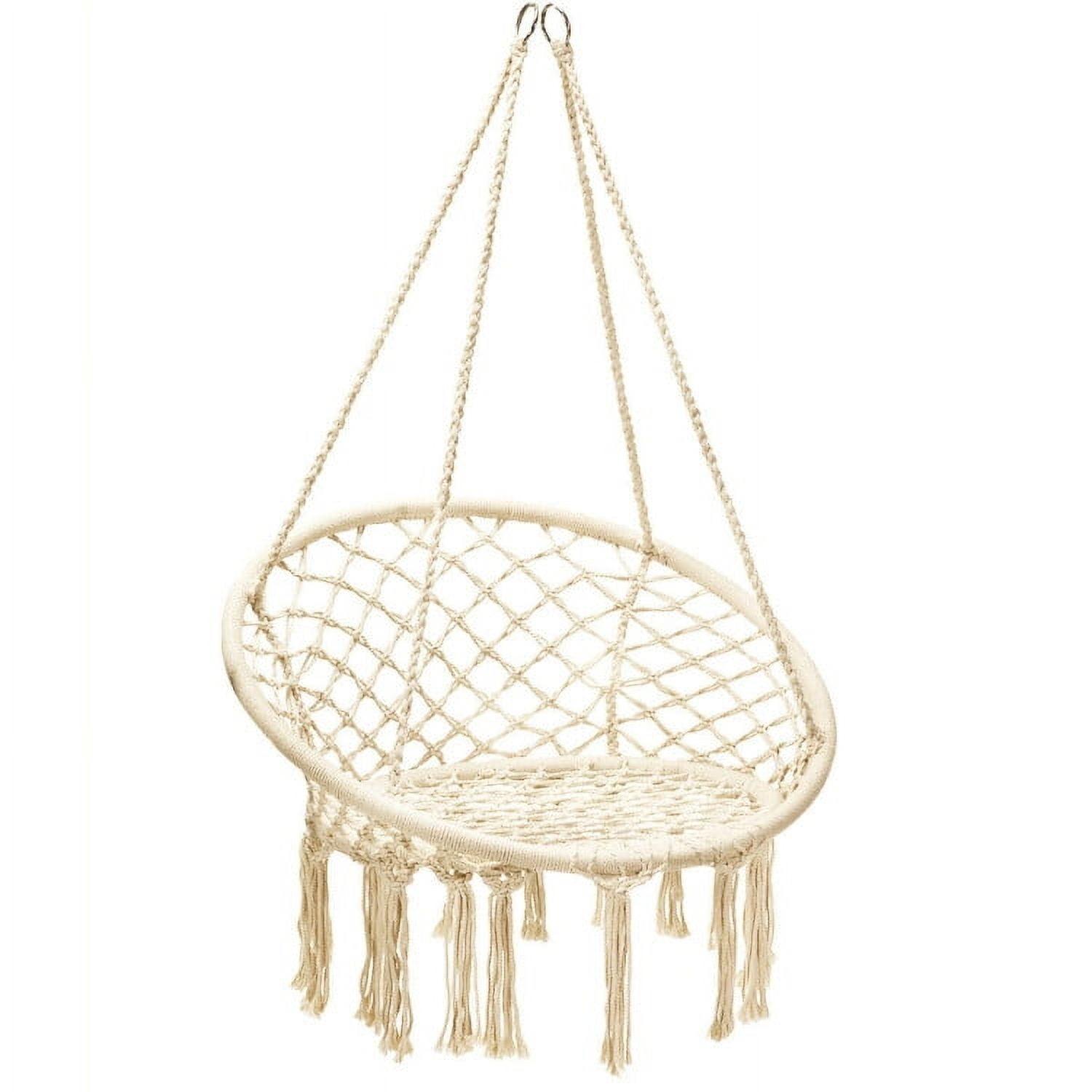 Costway Hanging Hammock Chair Macrame Swing Handwoven Cotton Backrest Garden