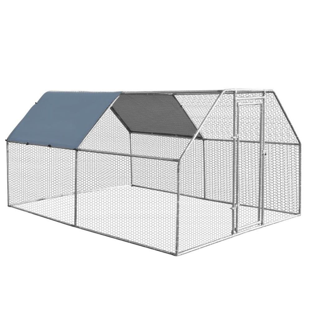 9.5 x 12.5 Feet Large Walk In Chicken Coop Run House, Chicken Run Pen for Yard with Cover Outdoor Chicken Cage Enclosure Crate Outside