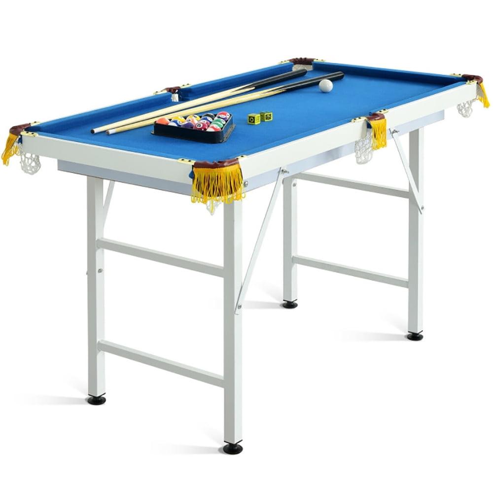 Costway 47" Folding Billiard Table Pool Game Table for Kids w/ Cues & Chalk & Brush