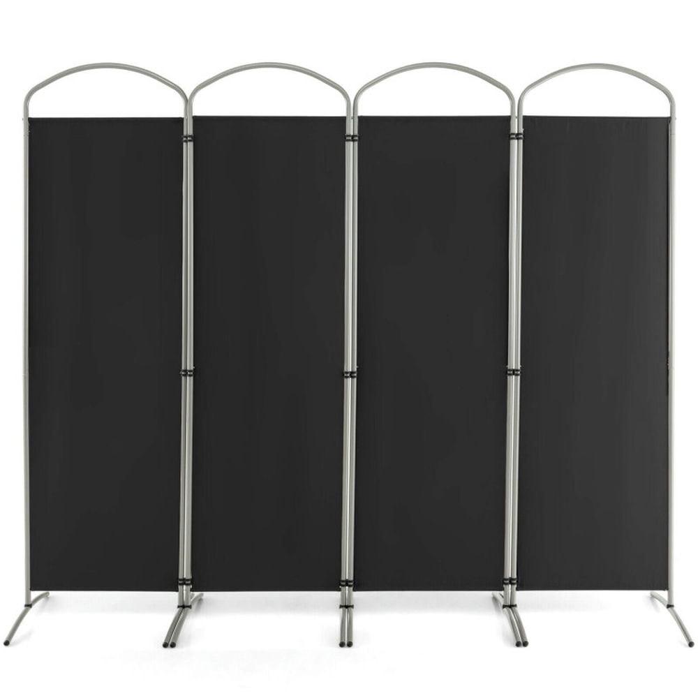 Costway 4 Panels Folding Room Divider 6 Ft Tall Fabric Privacy Screen Black