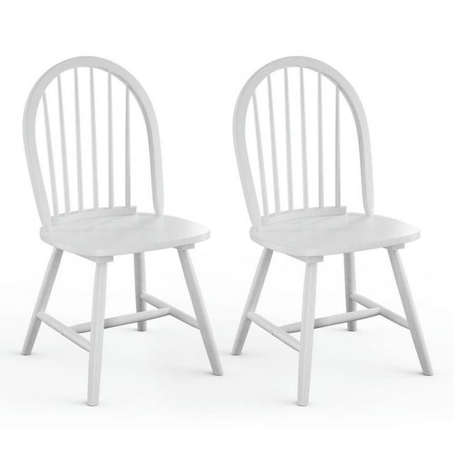 Costway Set of 2 Vintage Windsor Dining Side Chair Wood Spindleback Kitchen Room White