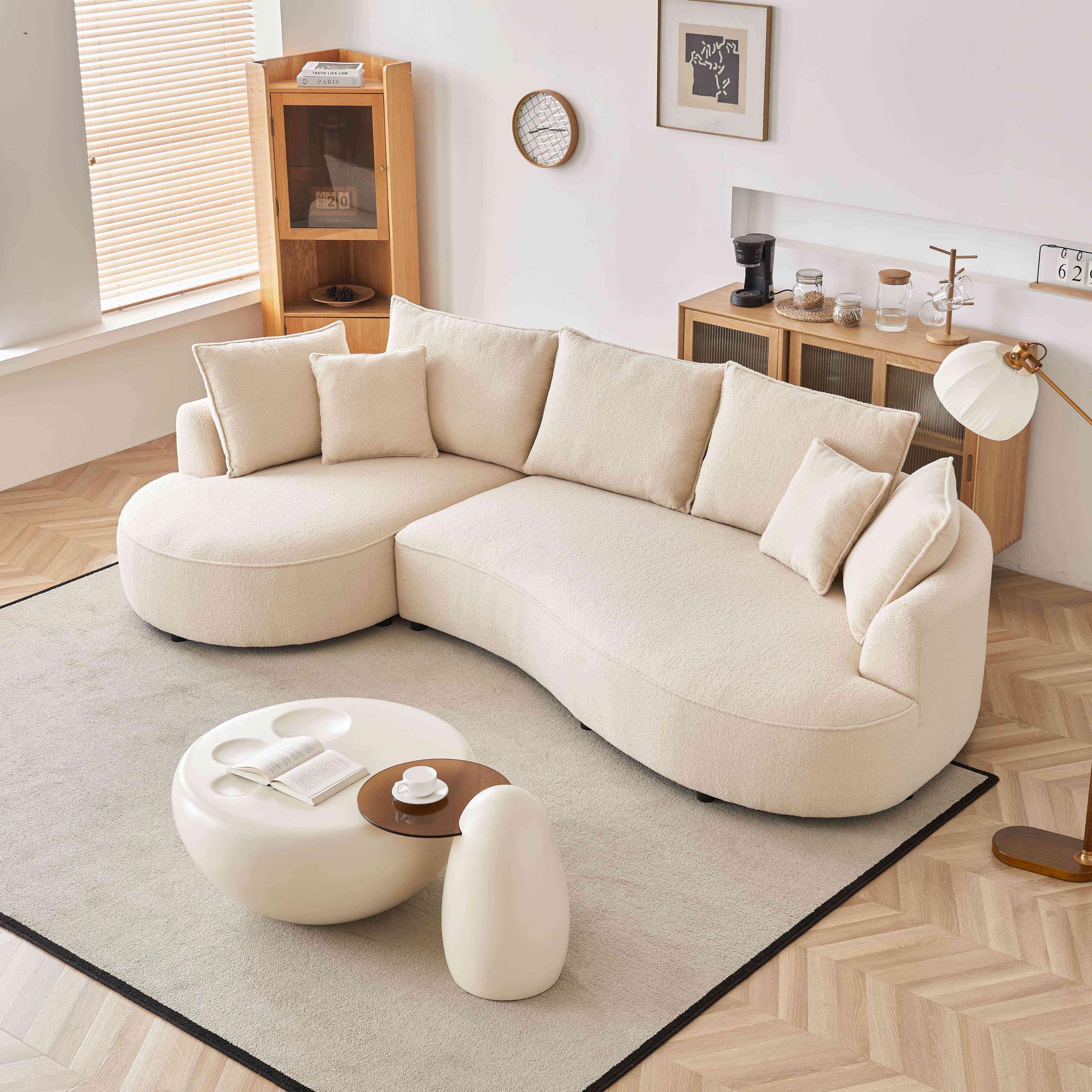 Excellent Future 122.8" Curved Sofa Modern Curved Couch Living Room Modular Sectional Sofa