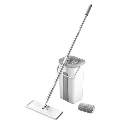 cuyhtdup Mop and Bucket with Wringer Set, Hands Flat Floor Mop and Bucket, Washable Microfiber Pads Included, Wet and Dry Use, Home Floor Cleaning System Black and Friday Cyber & Monday Sale 2024