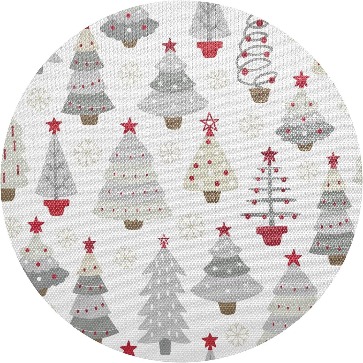 Christmas Tree Pattern Round Polyester Placemats Set of 6