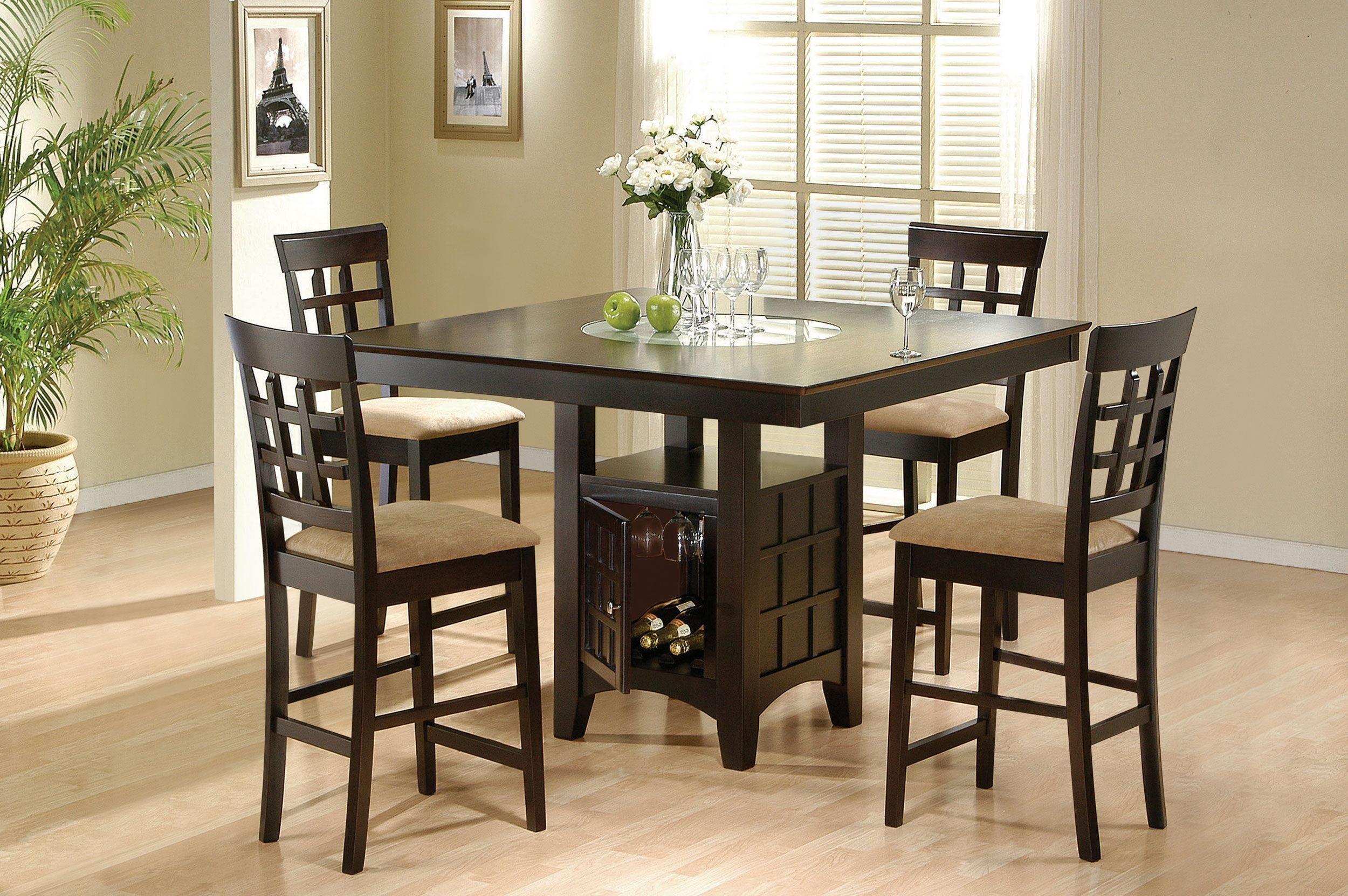 Cappuccino and Beige 5-Piece Counter Height Dining Set