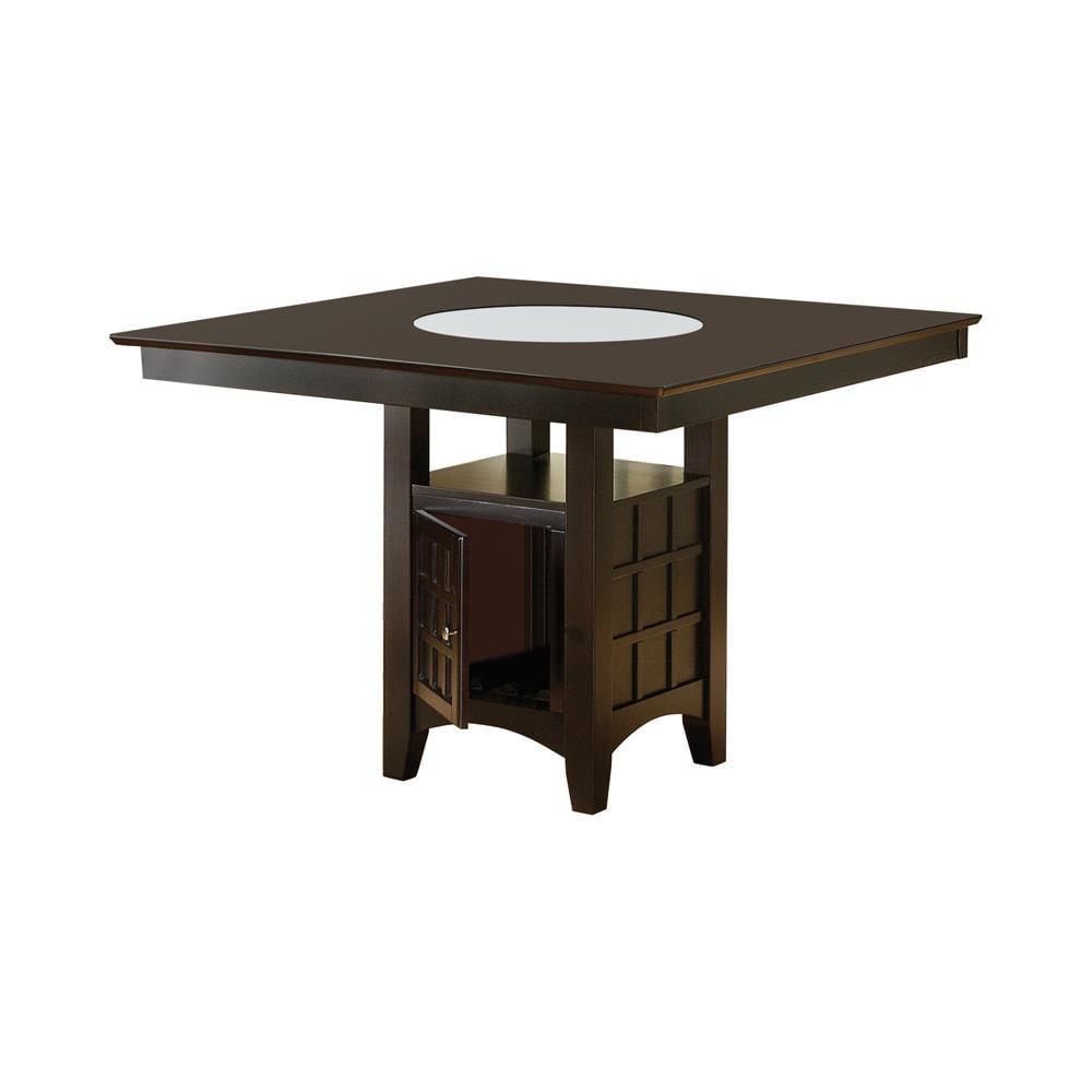 Cappuccino Wood Counter Height Dining Table with Storage